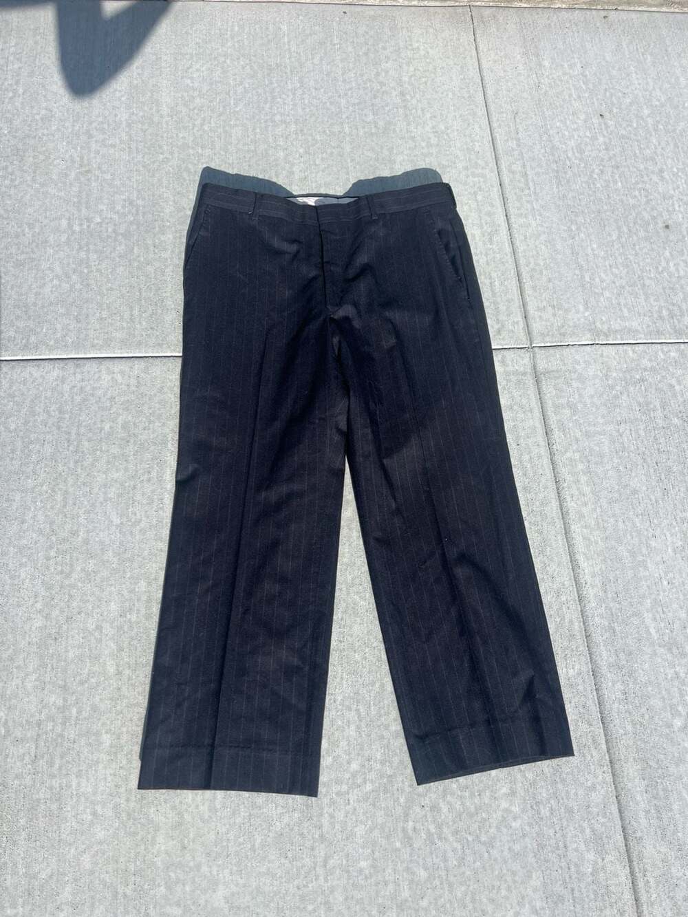 Barrington Navy Pinstripe Wool Blend Pleated Dress Pants 34x30